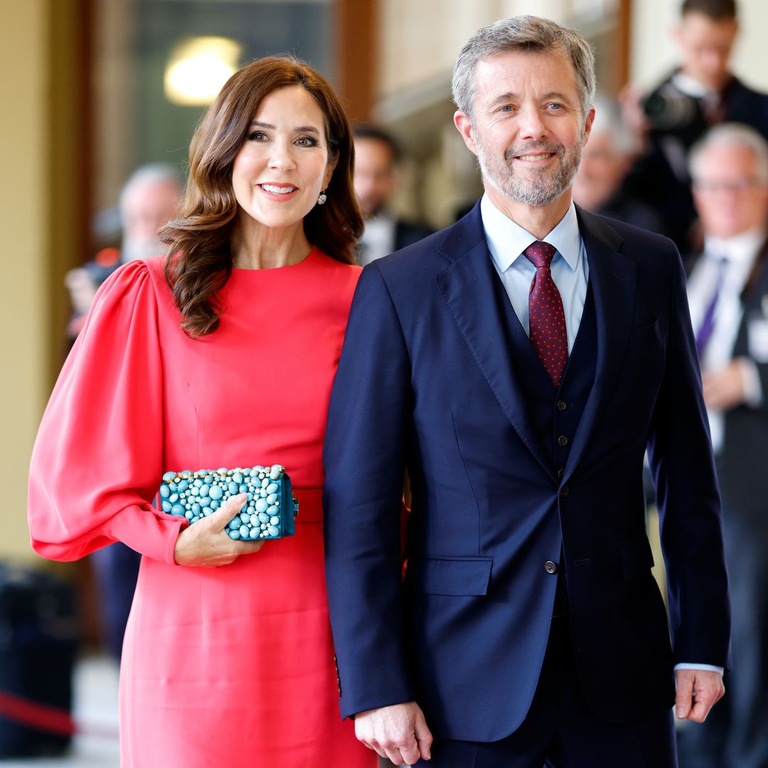 Crown Princess Mary of Denmark and Crown Prince Frederik of Denmark attend a reception at Buckingham Palace for overseas guests ahead of the Coronation of King Charles III and Queen Camilla on May 5, 2023 in London