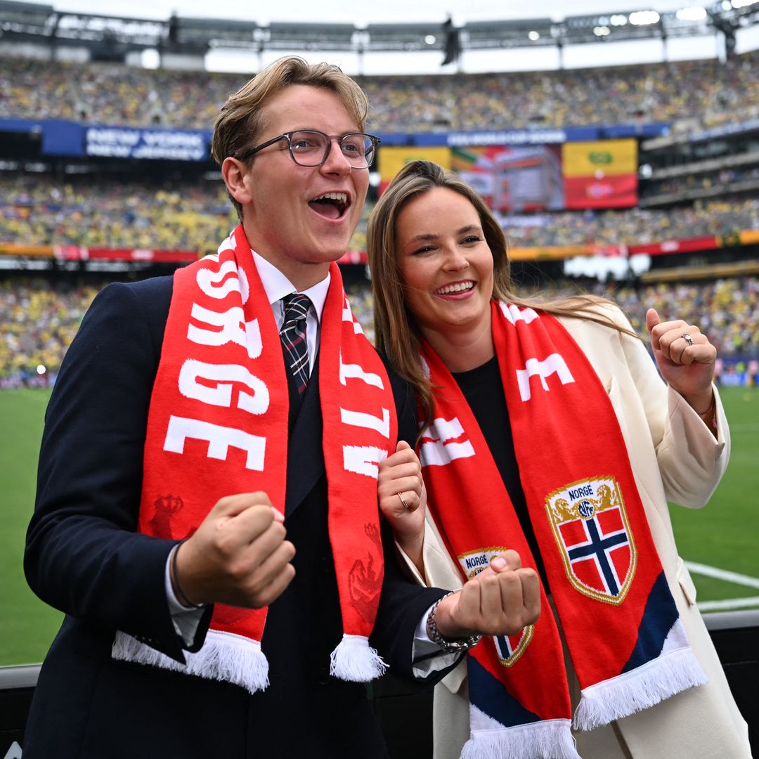 Prince Sverre Magnus and Princess Ingrid Alexandra of Norway at the 2026 World Cup match between Brazil and Norway on July 5, 2026
