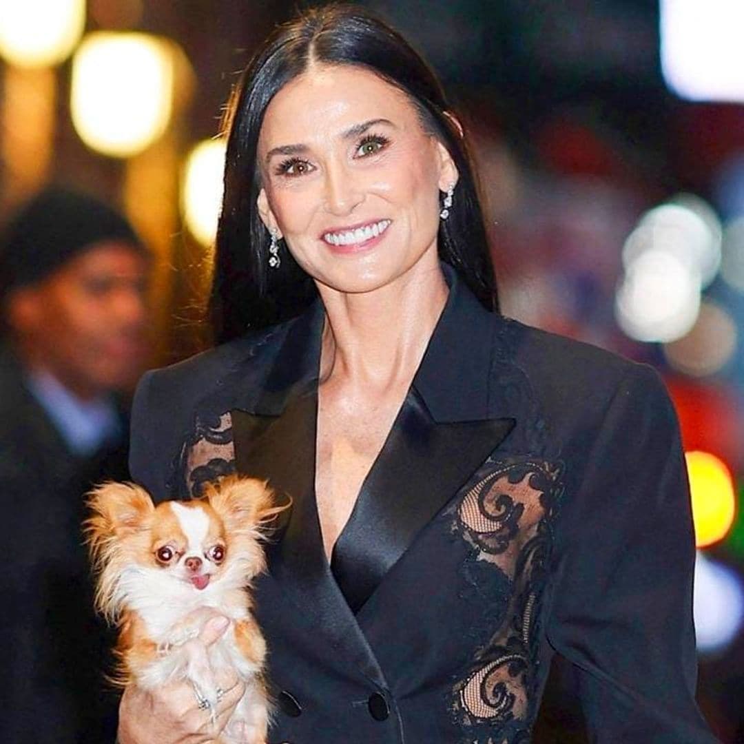 Demi Moore steals the show in stunning sheer lace blazer and mini skirt