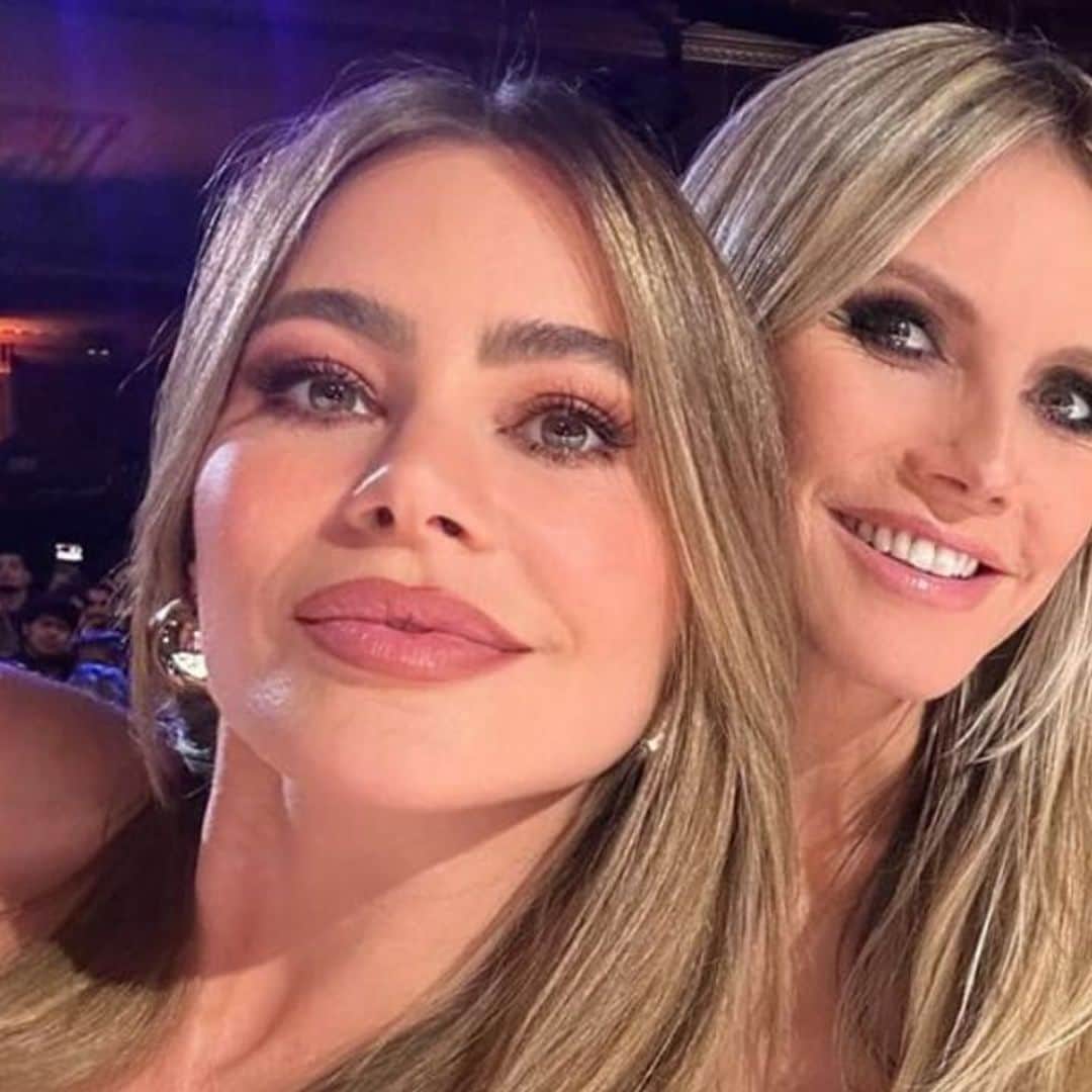 Sofia Vergara and Heidi Klum pose in stunning looks, including matching metallic heels
