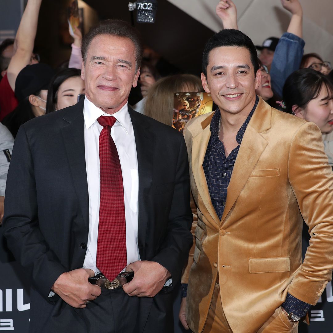 Arnold Schwarzenegger and Gabriel Luna attend the Seoul premiere of 'Terminator: Dark Fate' on October 21, 2019 in Seoul, South Korea