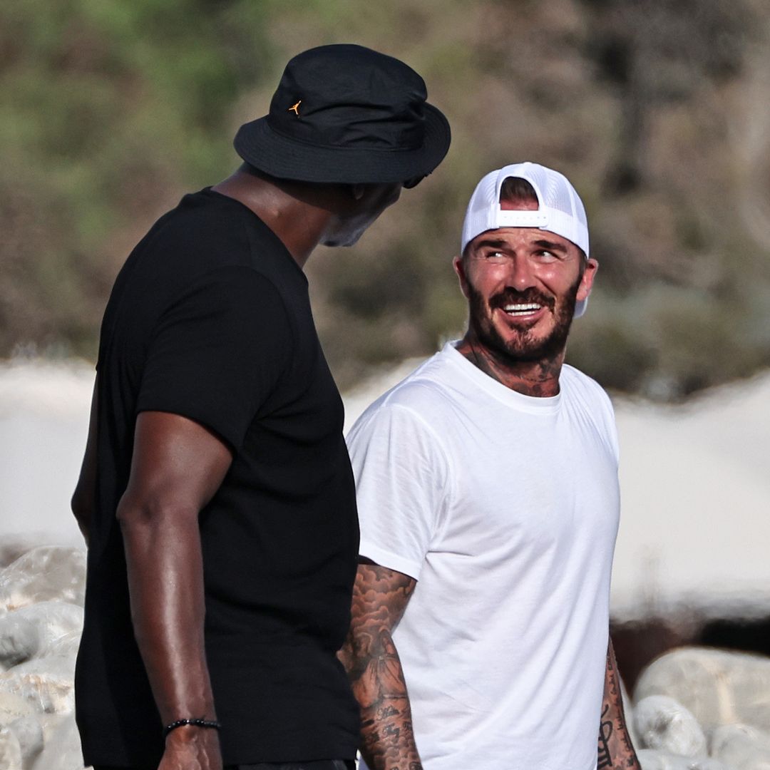 David Beckham's heartfelt reunion with sporting hero Michael Jordan says it all in new Ibiza photos