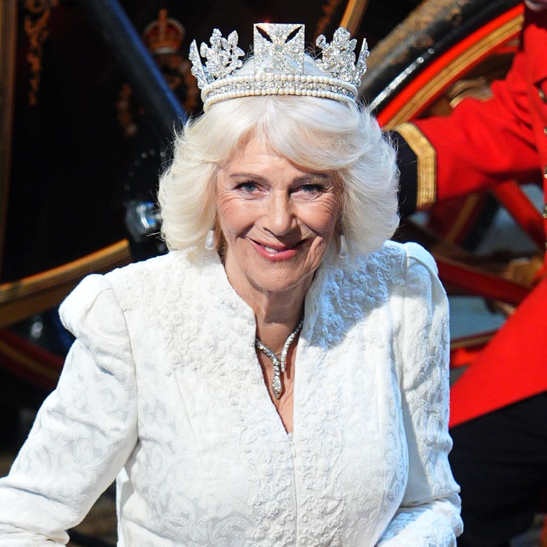 Queen Camilla sparks 'Cinderella' comparisons in stunning new Parliament photos