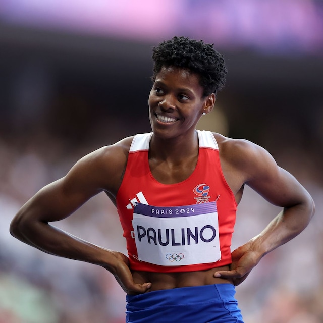 Marileidy Paulino of Team Dominican Republic celebrates winning the Gold medal in the Women's 400m Final on day fourteen of the Olympic Games Paris 2024 at Stade de France on August 09, 2024 in Paris, France. (Photo by Christian Petersen/Getty Images)