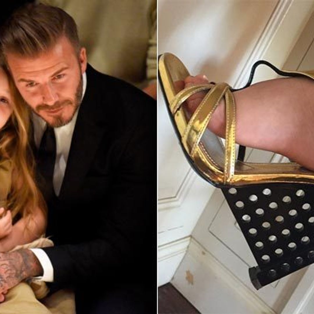 Harper Beckham plays dress-up in mom Victoria Beckham's shoes