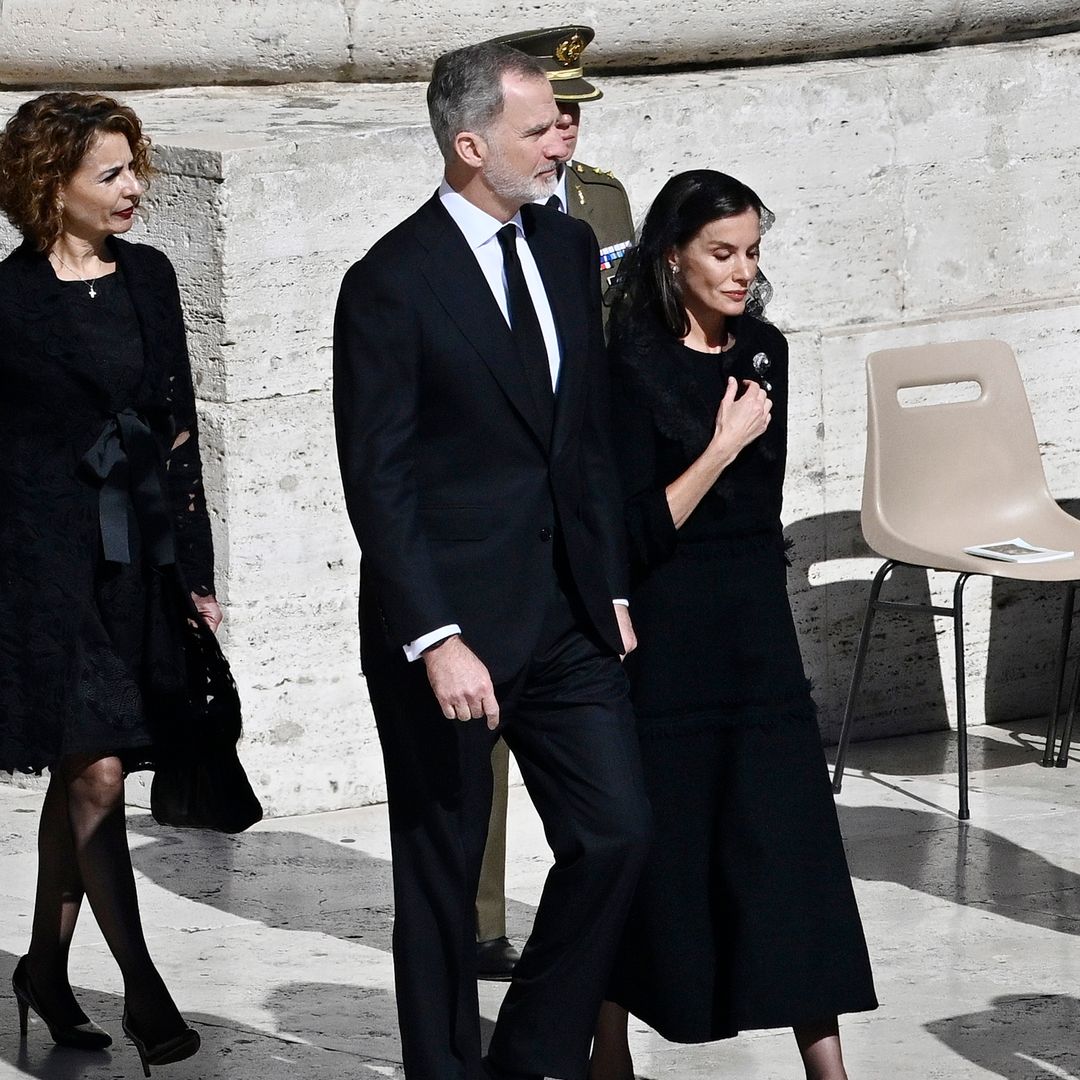 Queen Letizia honors tradition with historic mantilla and brooch at Pope Francis' farewell