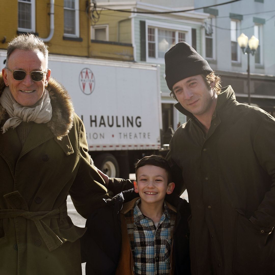 Bruce Springsteen, Jeremy Allen White and Matthew Anthony Pellicano on the set of "Deliver Me From Nowhere" on January 10, 2025 in Freehold, New Jersey