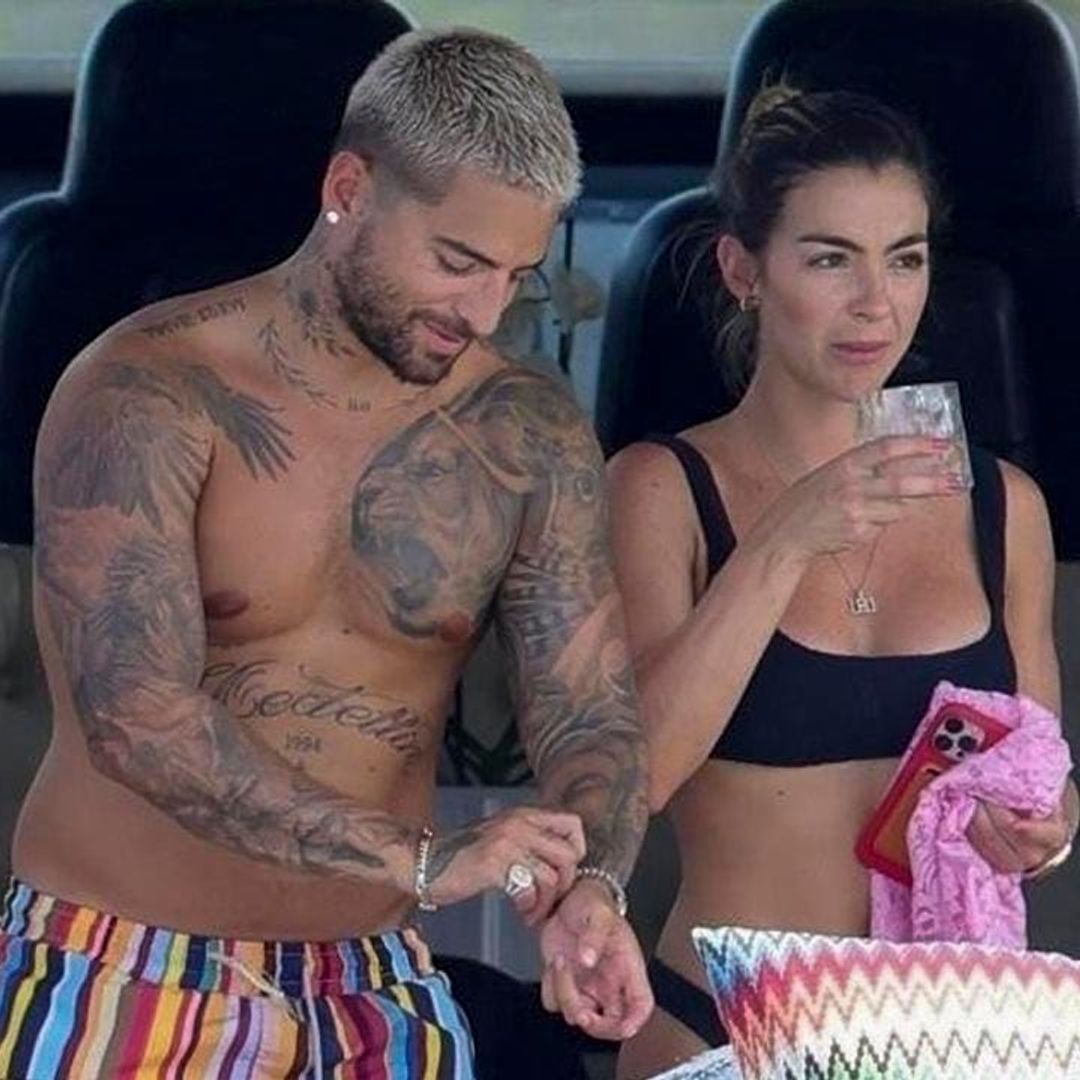 Maluma is all smiles at the beach with Susana Goméz while enjoying vacation in Europe