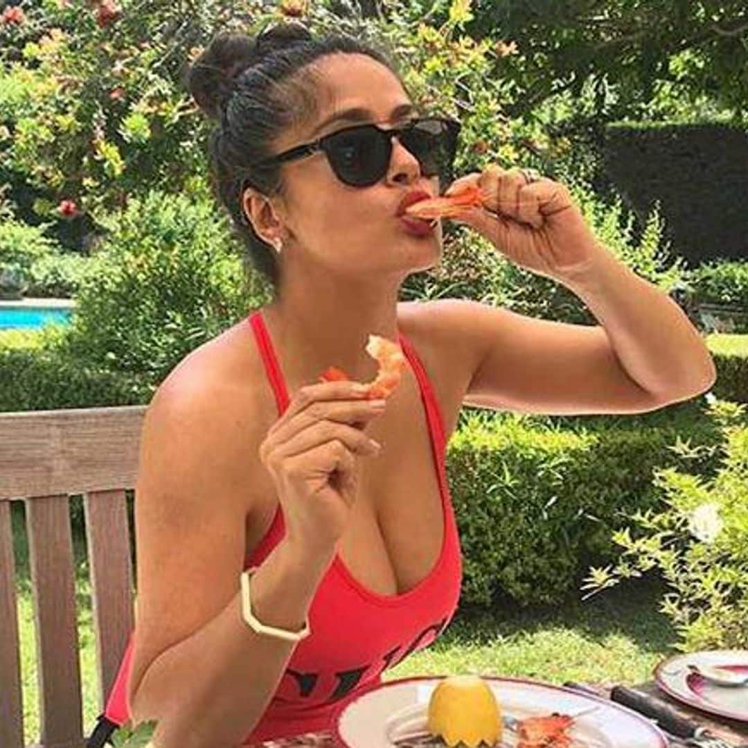Salma Hayek's hot Gucci bathing suit heats up the internet