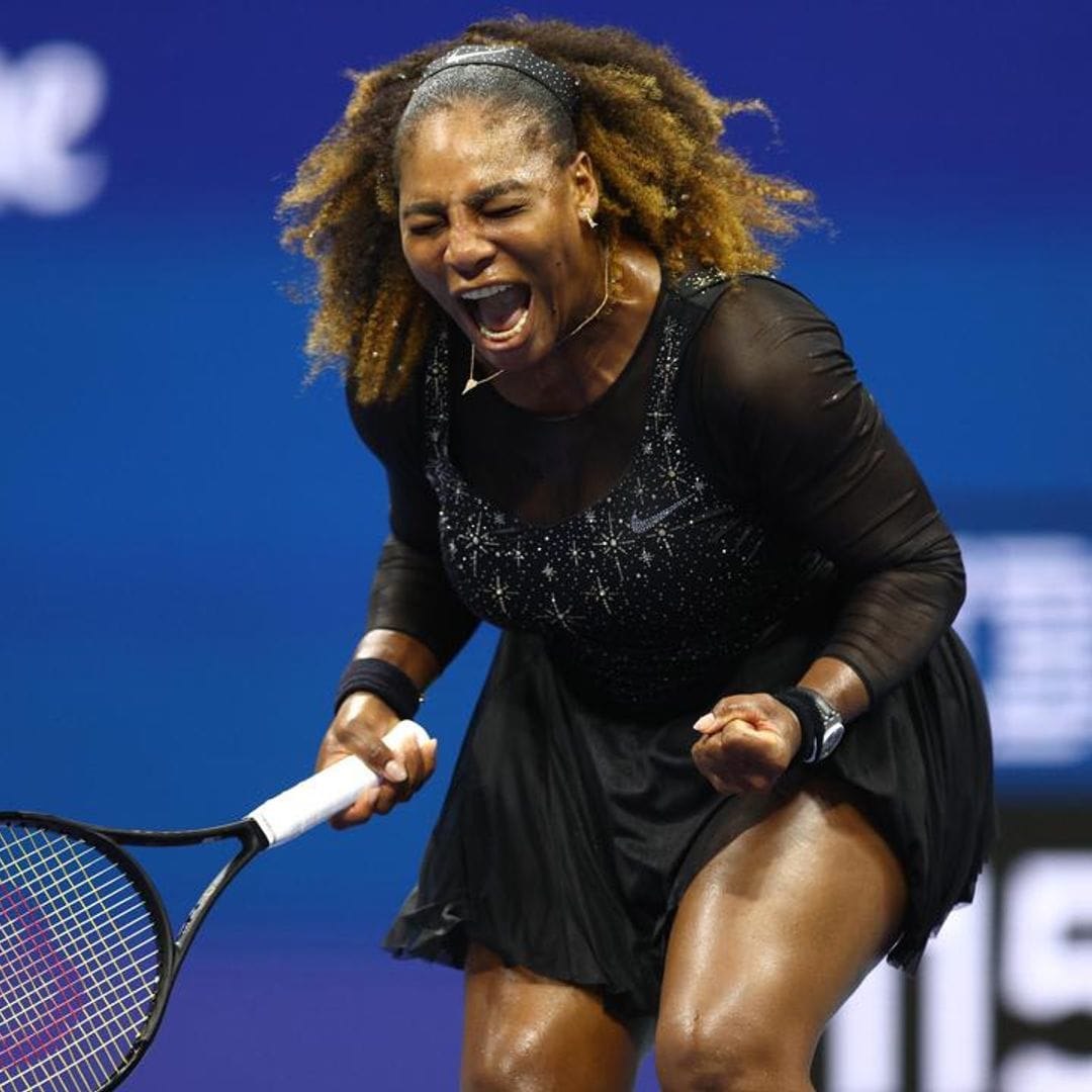 Serena Williams wins first US Open set vs Kovinic; celebrities in the stands