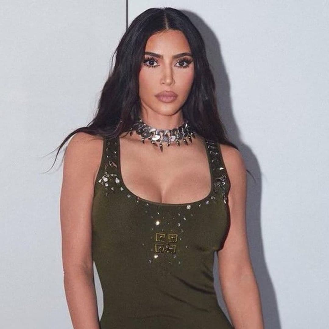 Kim Kardashian dons a green Givenchy gown to celebrate Fashion Week