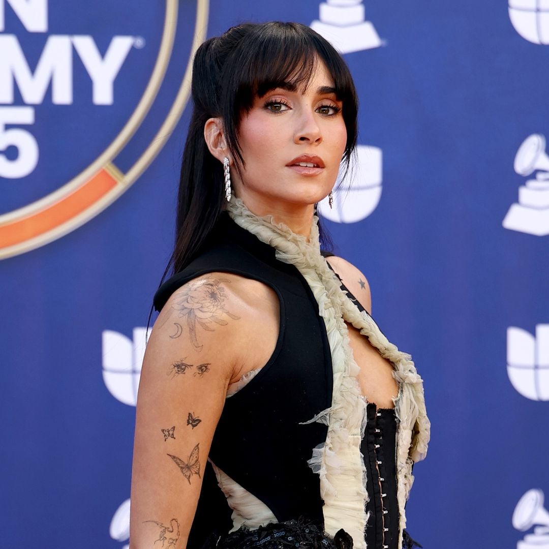 Aitana wins her first Latin GRAMMY in a semi-sheer gothic mini-dress