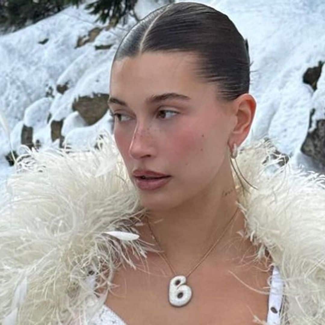 Hailey Bieber’s winter outfit includes fuzzy thong bikini and matching boots