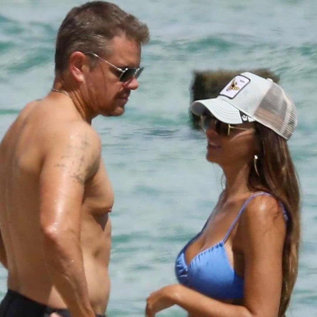 Matt Damon and Luciana Barroso look fit in Miami Beach