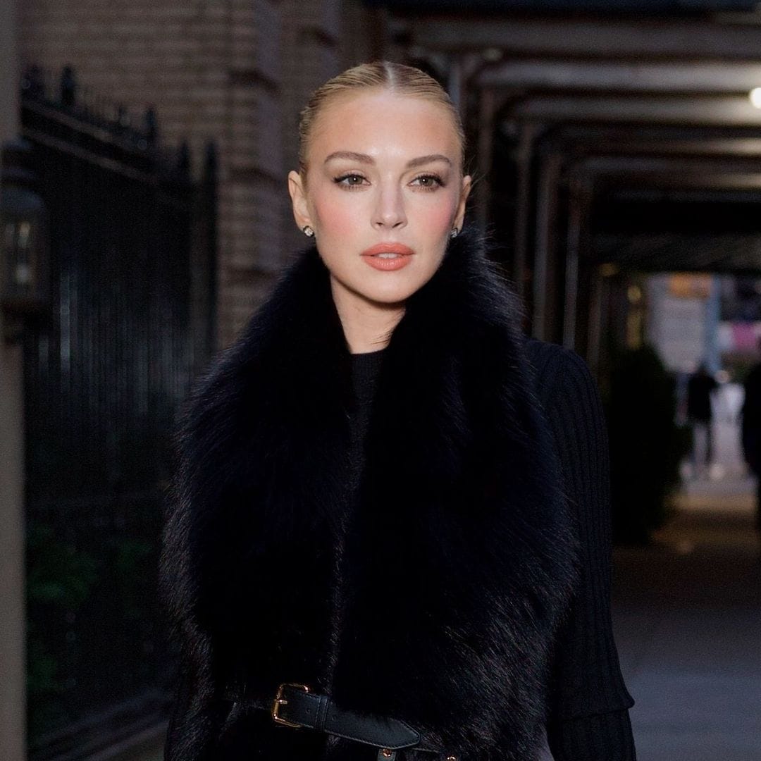 Lindsay Lohan flaunts flawless skin and fur minidress after revealing simple skincare secret