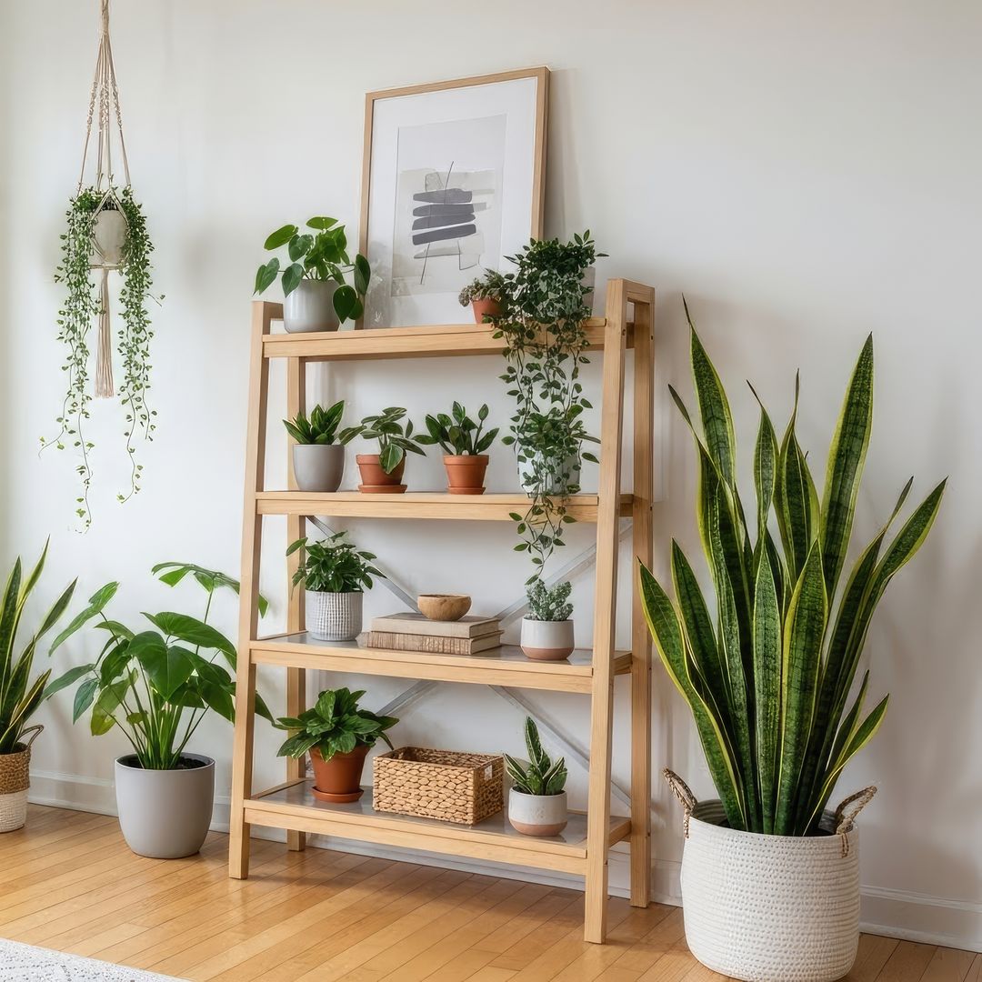 Create a green corner on a plant stand or shelf