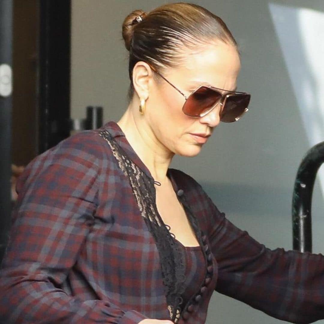 Jennifer Lopez steps out in plade lace dress and peekaboo bra: See her stunning Birkin bag