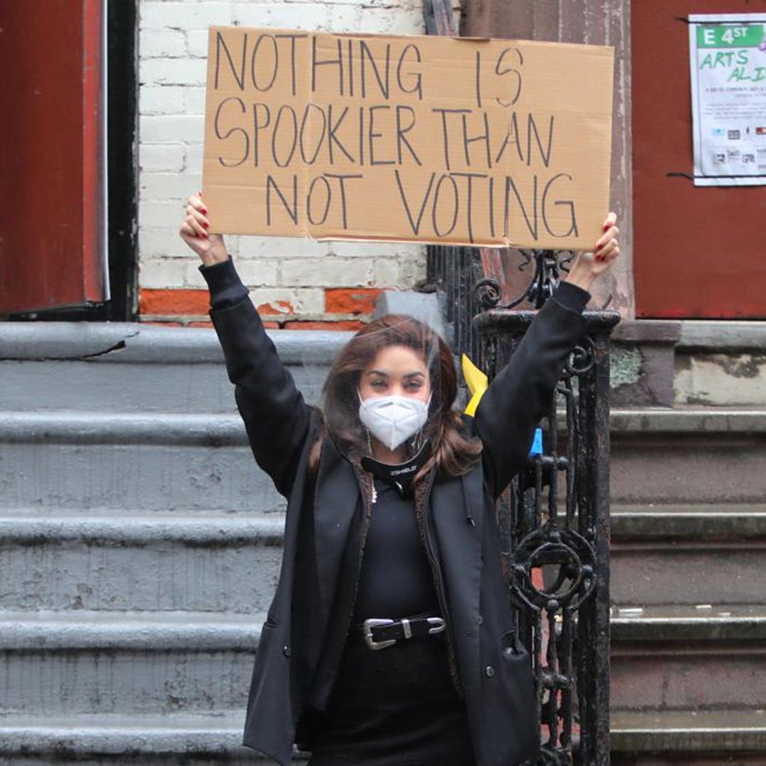 Vanessa Hudgens delivers voting message from the set of her new movie in NYC
