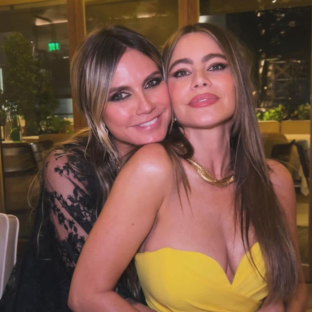 Sofia Vergara in leather bustier and Heidi Klum in sheer cutout ensemble at Paris Hilton LA premiere