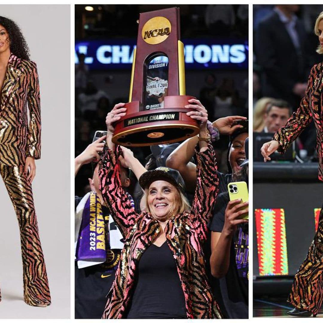LSU Coach Kim Mulkey wins NCAA Championship in dazzling tiger print suit