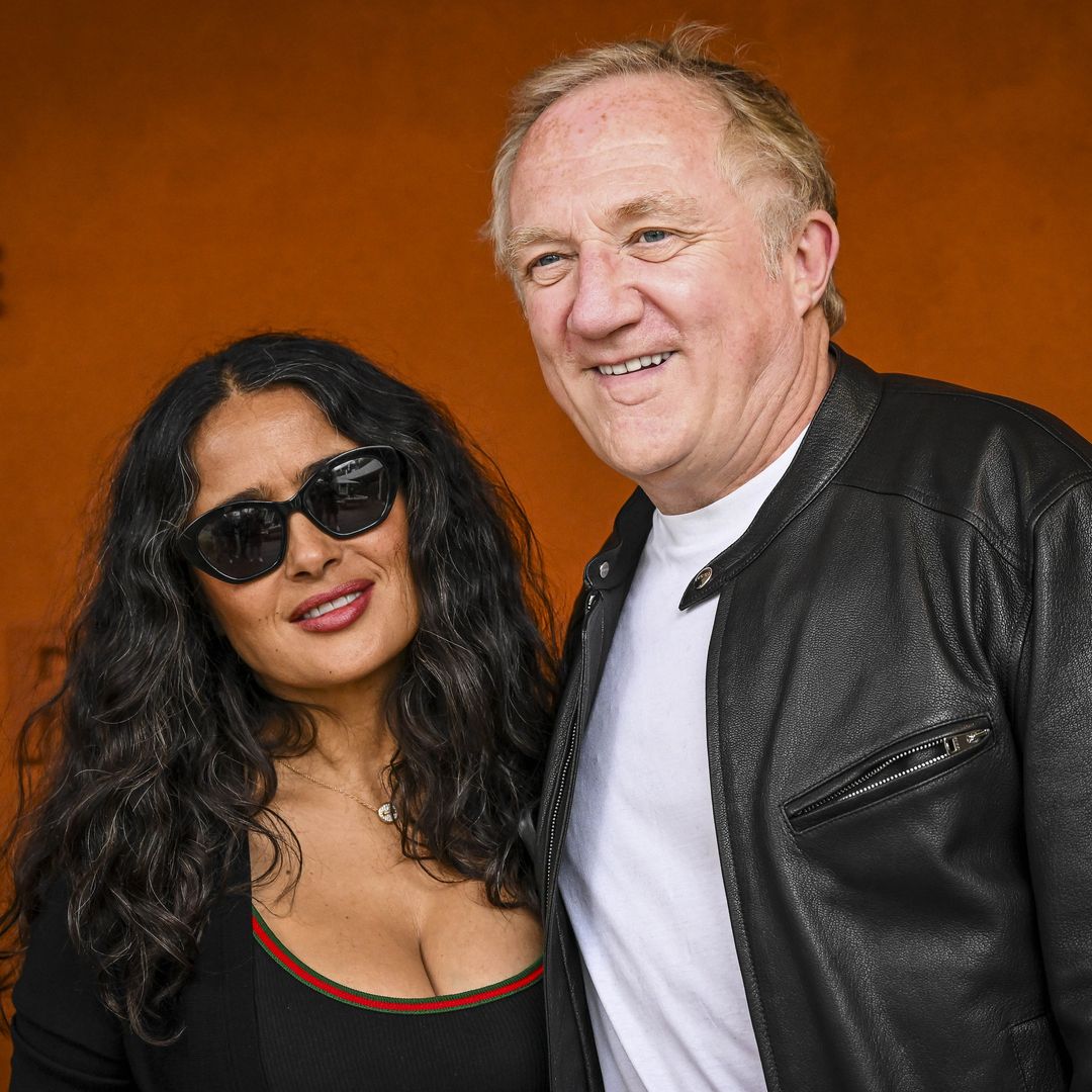 Salma Hayek brings back the newsboy-style cap while enjoying the French Open alongside François-Henri Pinault