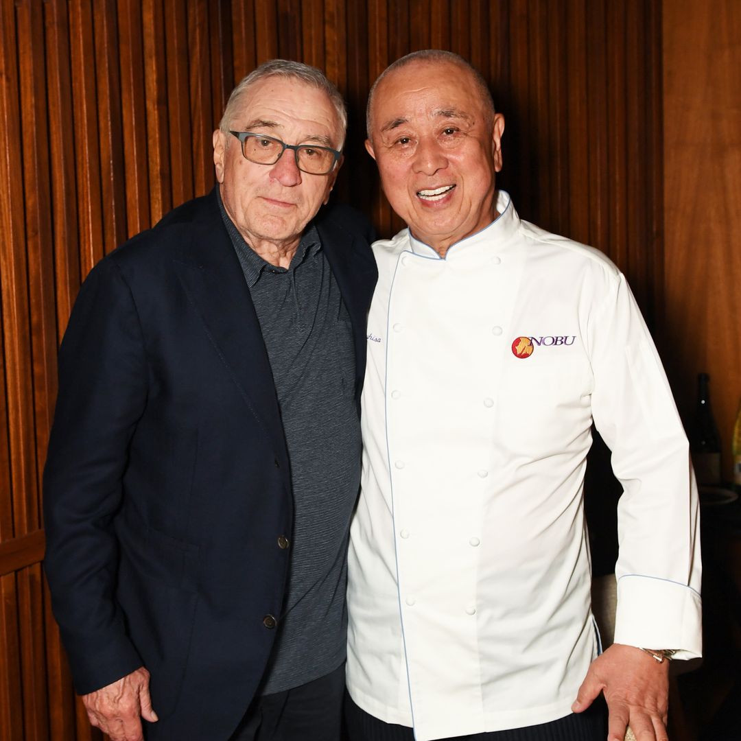 Robert De Niro and Nobu Matsuhisa at the Nobu hotel Marrakech Sake Ceremony on May 25, 2023 in Morocco