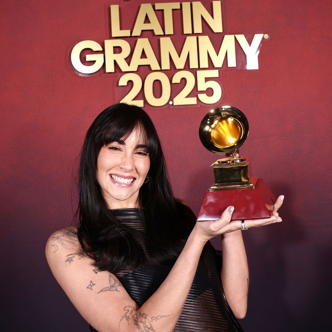 Aitana wins her first Latin GRAMMY in a semi-sheer gothic mini-dress