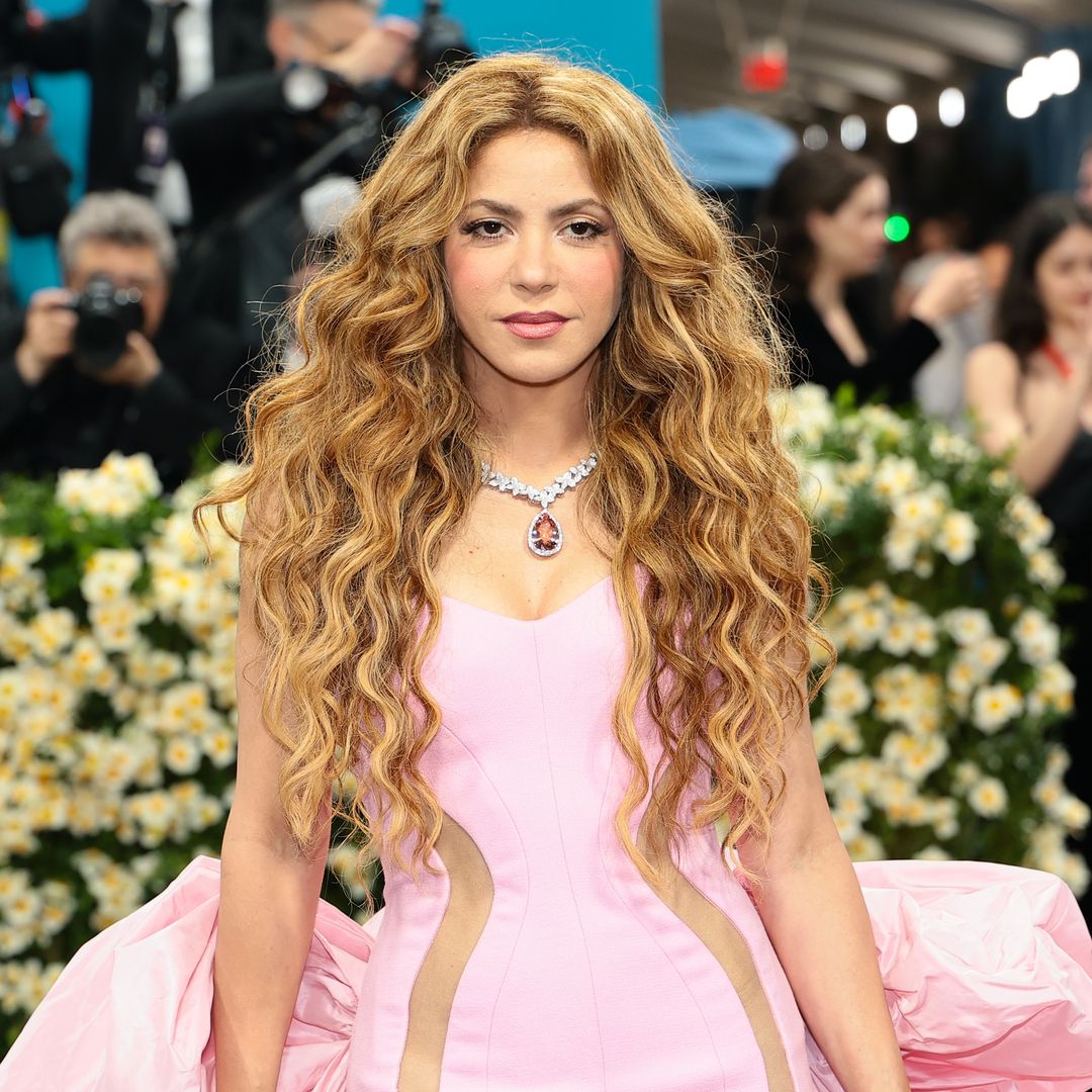 Shakira arrives at her second Met Gala in bubble gum pink look