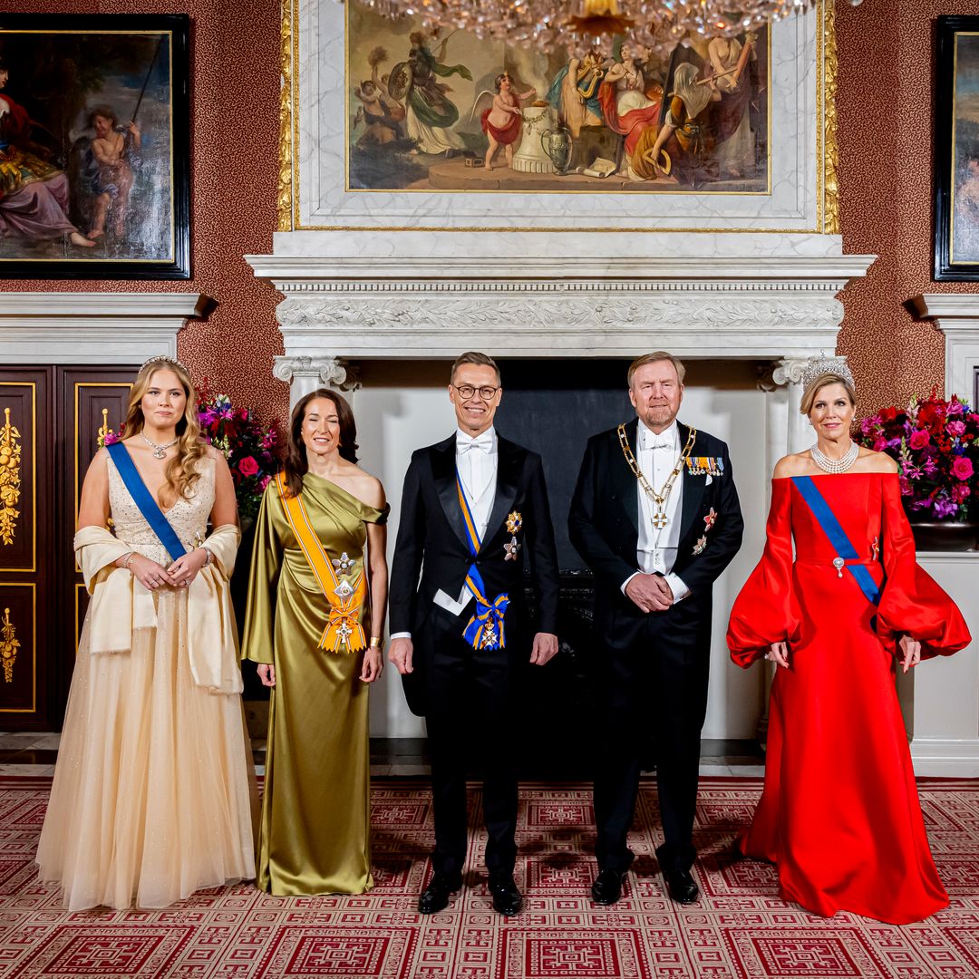 Máxima and Amalia of the Netherlands impress with their gala looks featuring sheer details XL sleeves and historic jewels