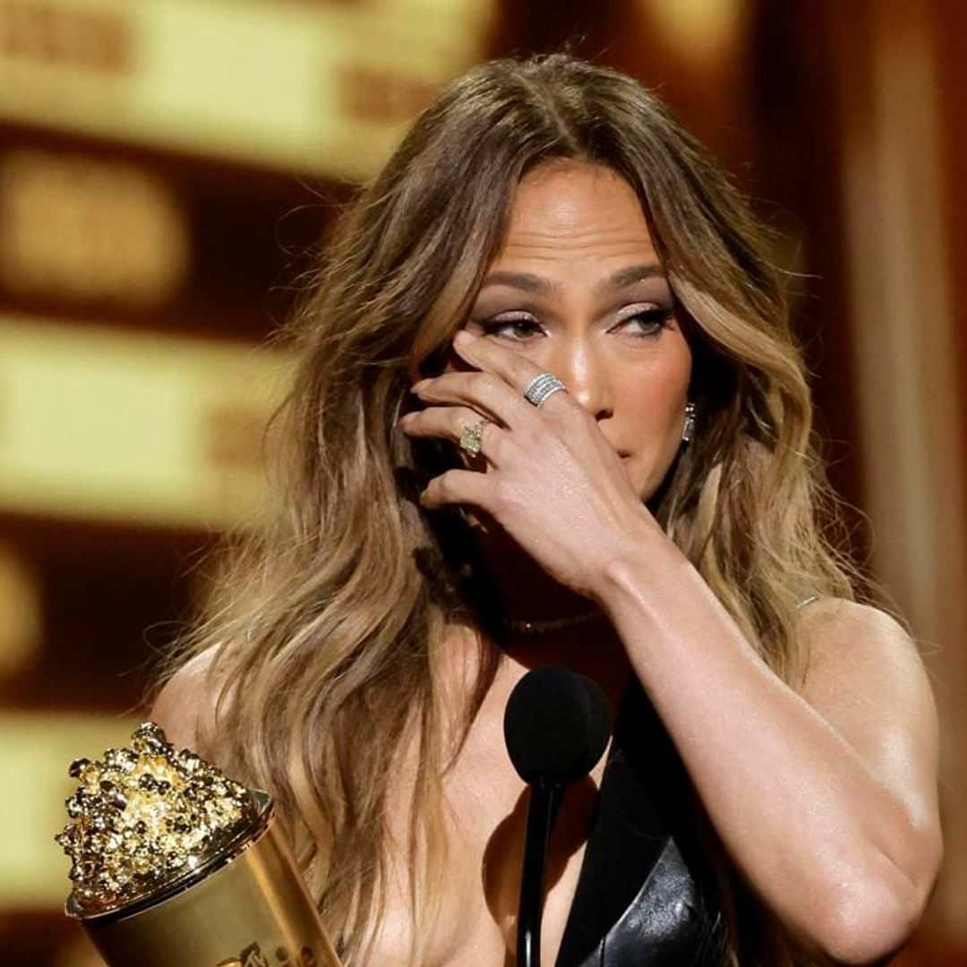 Jennifer Lopez cries while delivering her emotional speech during the 2022 MTV Movie & TV Awards