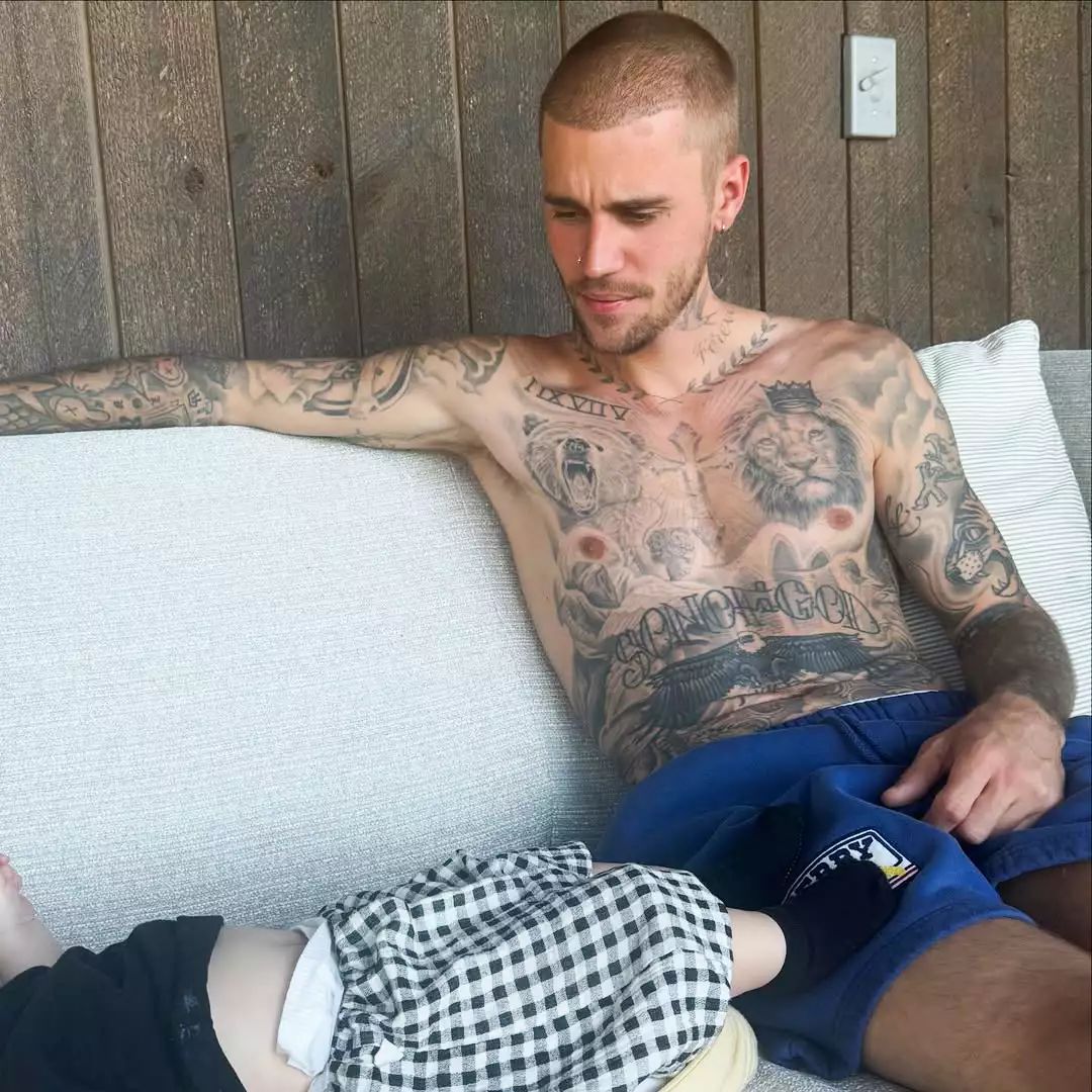 Justin Bieber and his son, Jack Blues