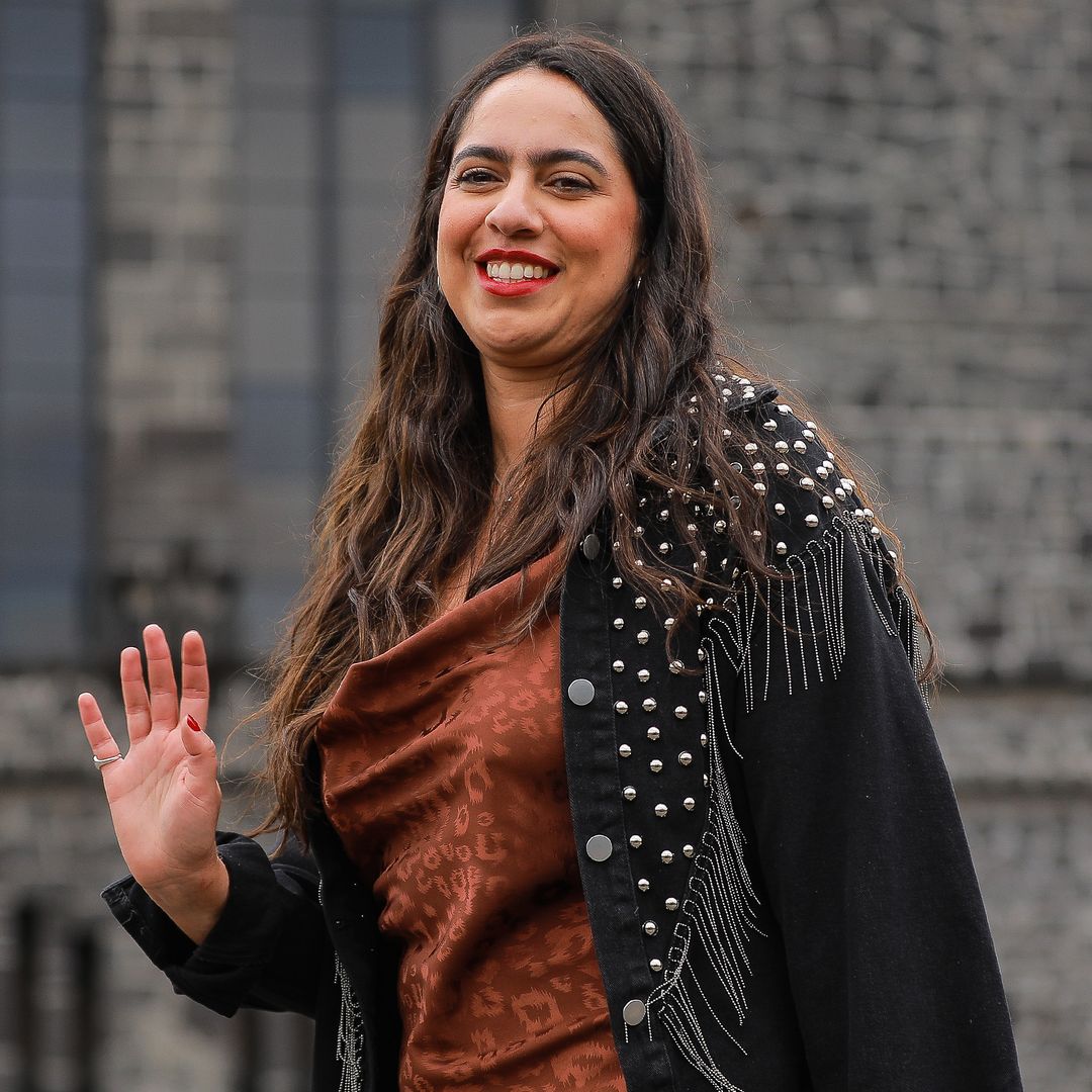 Montserrat Messeguer salutes during the Montserrat Messeguer show as part of the Mercedes-Benz Fashion Week Mexico