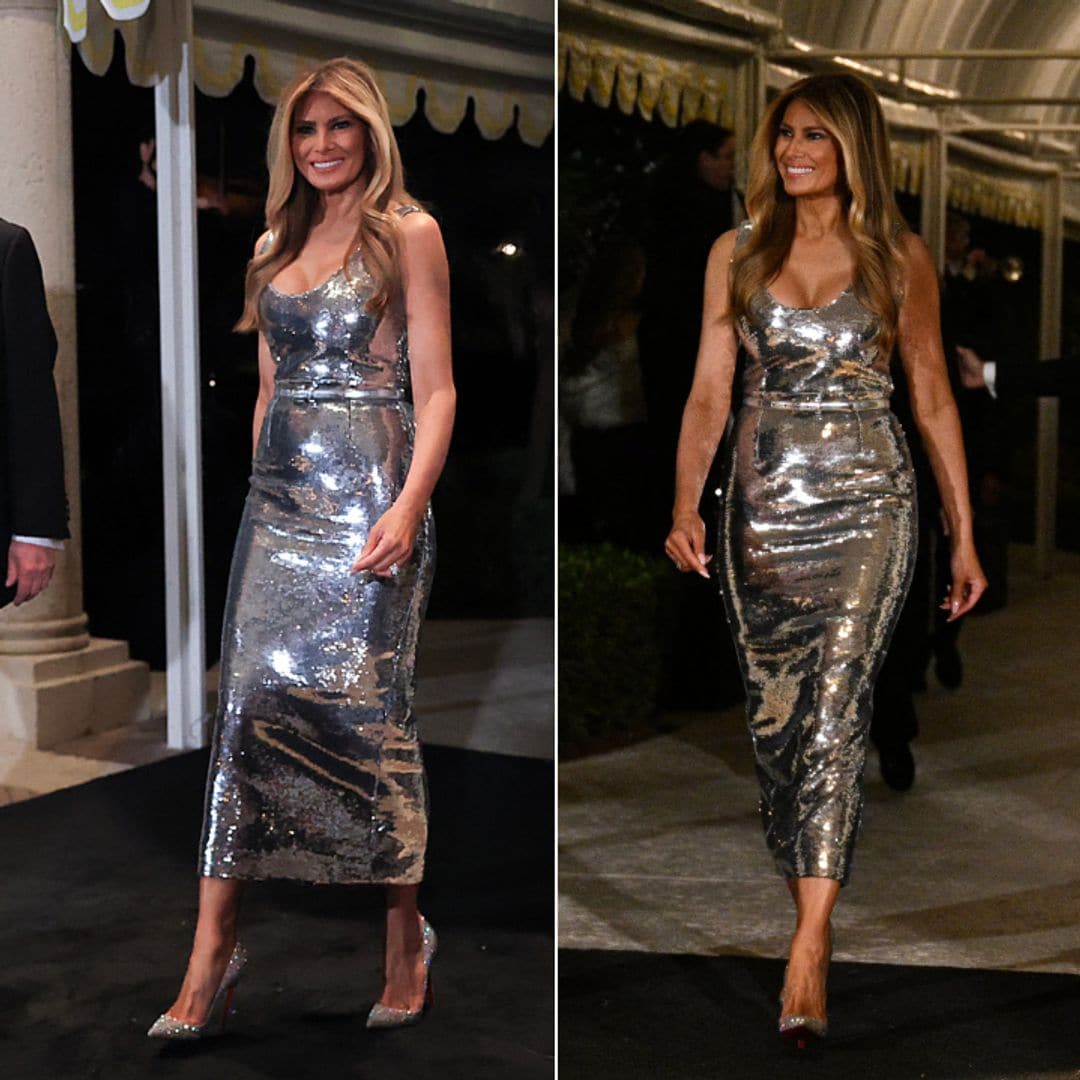 Melania Trump steals the spotlight in dazzling silver gown at Mar-a-Lago New Year’s Eve bash