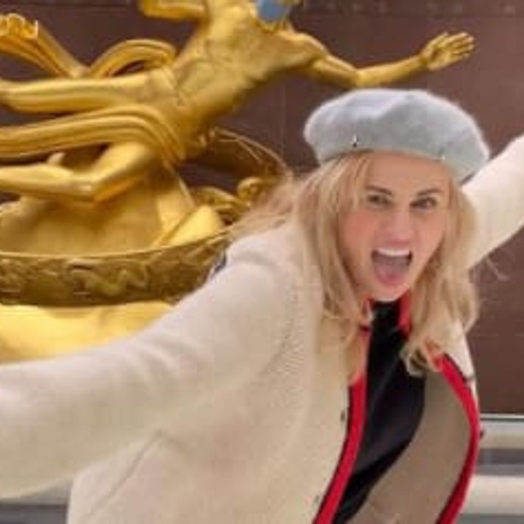 Rebel Wilson looks cozy and festive while ice skating in a Gucci cardigan