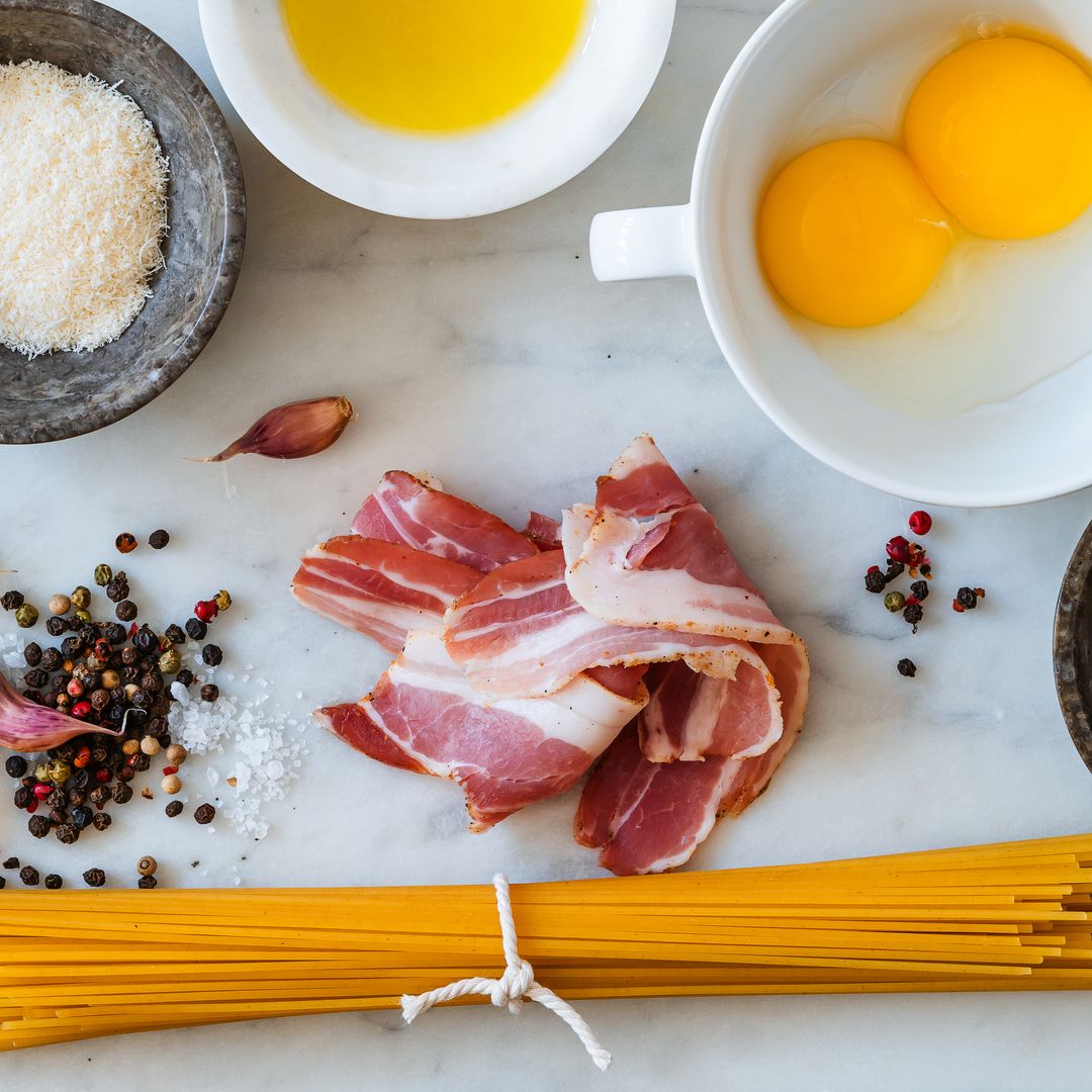 Ingredients for carbonara pasta