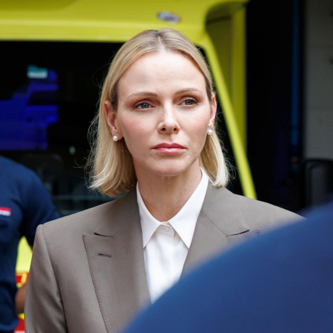 Princess Charlene wears chic power suit as she joins Prince Albert for emergency visit