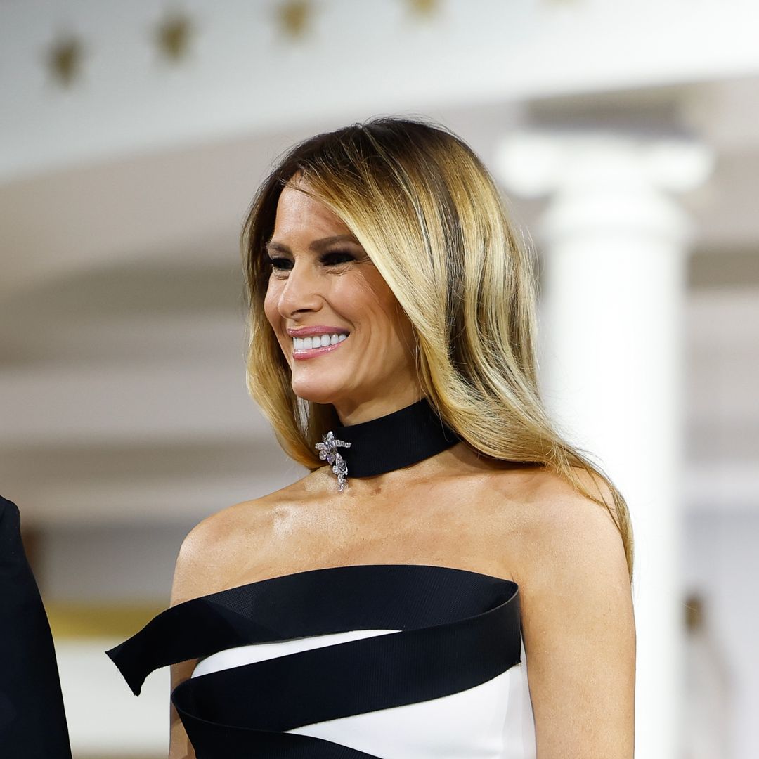 Melania Trump steps out in ivory skirt suit and denim stilettos in high-profile outing