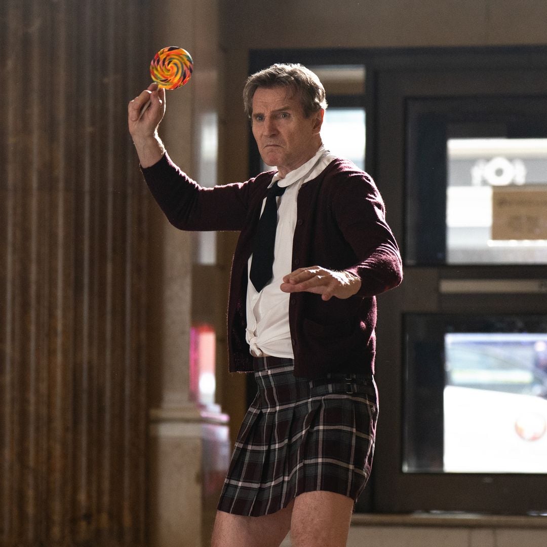 Liam Neeson plays Frank Drebin Jr. in The Naked Gun from Paramount Pictures. 