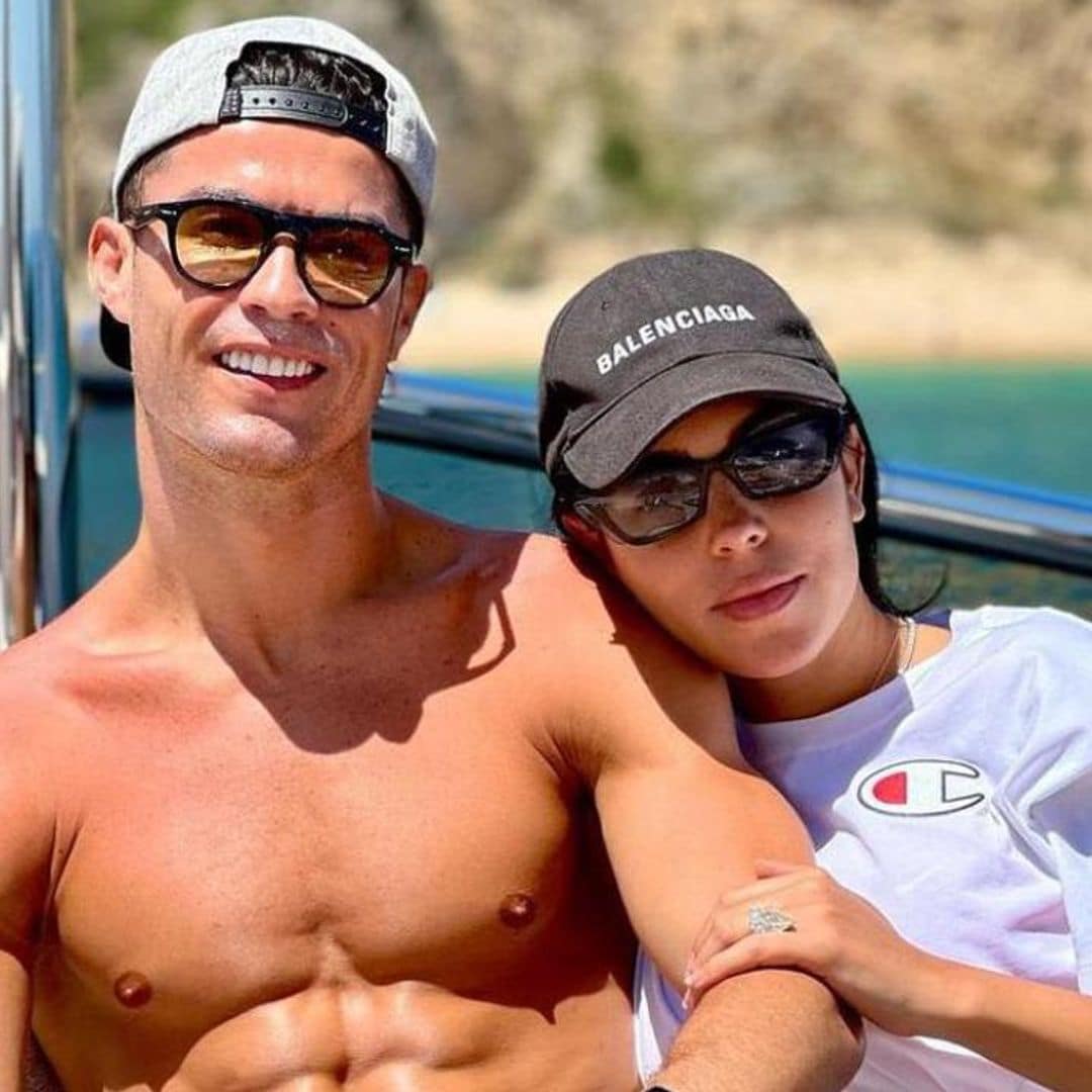 Cristiano Ronaldo shows off his ripped abs aboard a boat, with Georgina Rodriguez