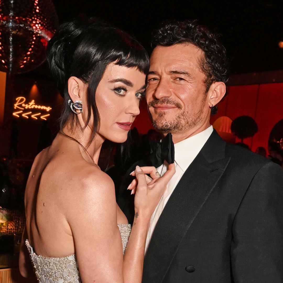 Katy Perry and Orlando Bloom attend the 2025 Vanity Fair Oscar Party Hosted By Radhika Jones 