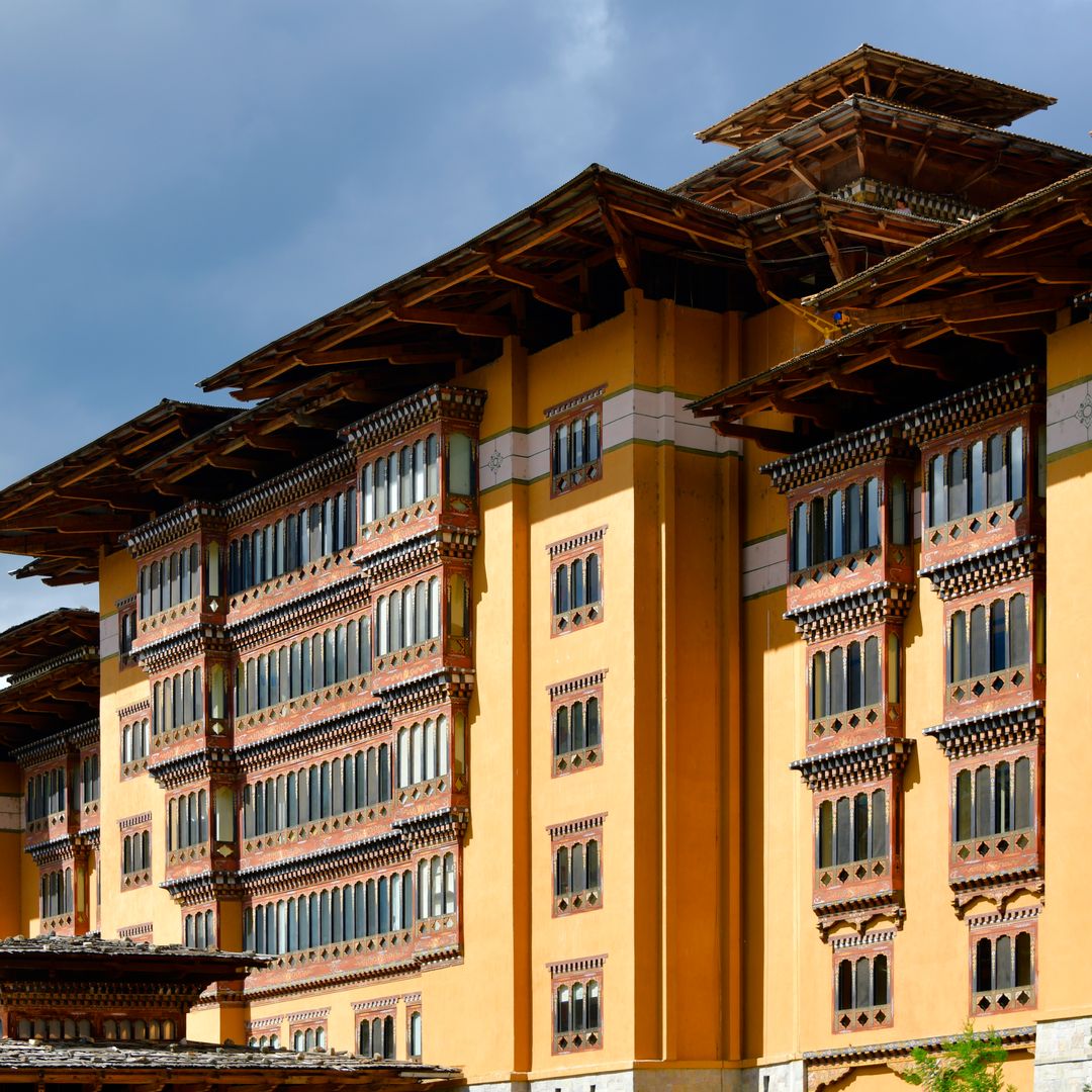 Thimphu, Bhutan:, A 5 star hotel, Thimphu's most luxurious, designed in traditional Bhutanese architectural style, inspired in Dzongs.