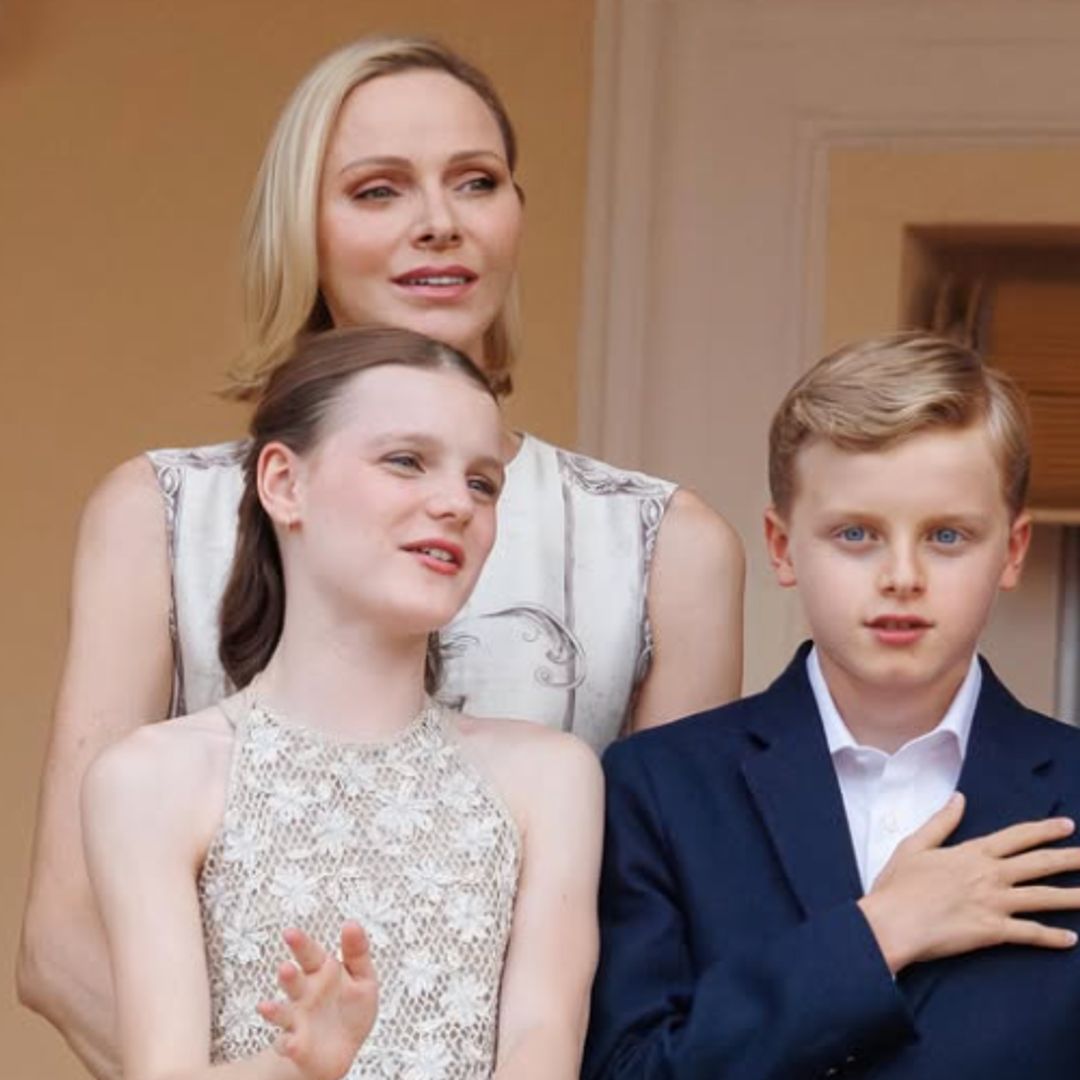 Princess Gabriella wears floral embroidery as Princess Charlene matches in elegant ivory at Monaco celebration