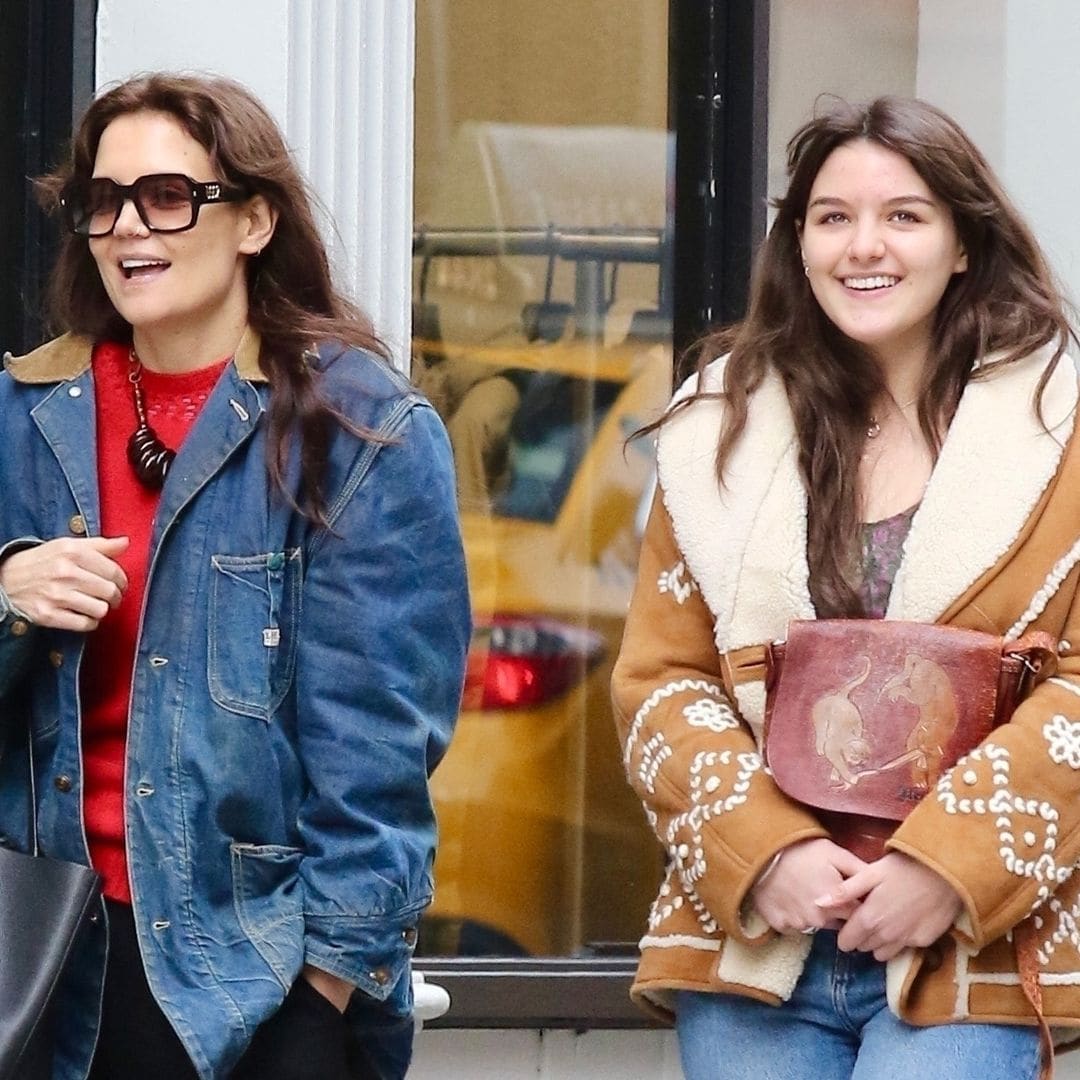 Katie Holmes comforts Suri Cruise during an emotional moment in New York