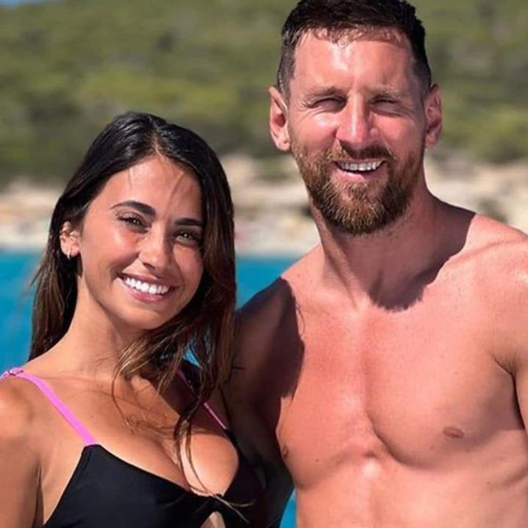Antonela Roccuzzo enjoys the sun in hot pink bikini with husband Lionel Messi
