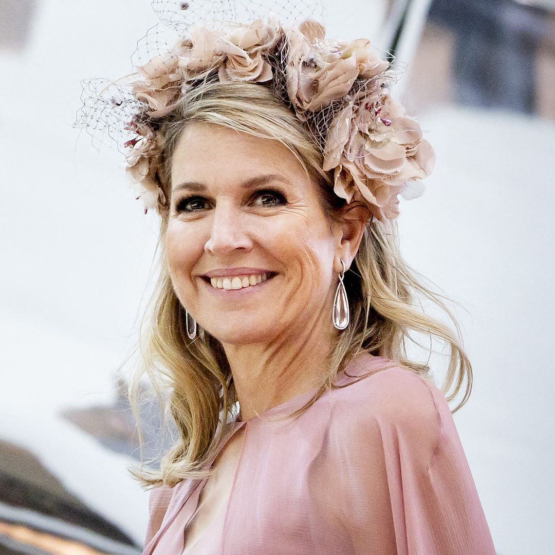 Crowned with florals! Queen Maxima exudes spring vibes with flower headpiece