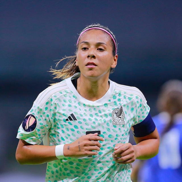 Maria Sanchez of Mexico looks on during the Concacaf W Gold Cup Qualifier match between Mexico and Puerto Rico at Azteca Stadium on September 22, 2023, in Mexico City, Mexico. (Photo by Mauricio Salas/Jam Media/Getty Images)