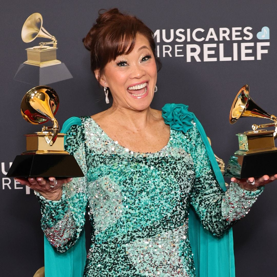 Mimy Succar, winner of Best Tropical Latin Album for âAlma, Corazon y Salsa poses in the press room at the 67th Annual GRAMMY Awards