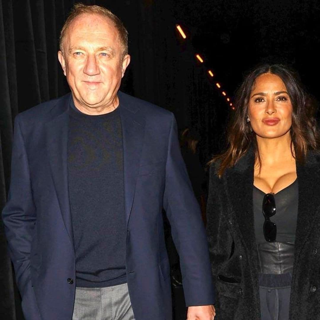 Salma Hayek and Francois-Henri Pinault match at the Balenciaga show