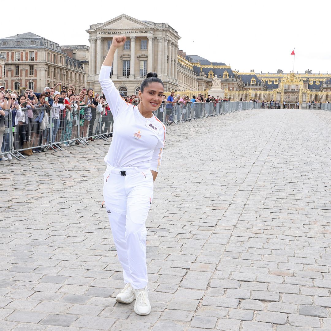 Salma Hayek is the latest celebrity to carry the Olympic torch ahead of Opening Ceremony