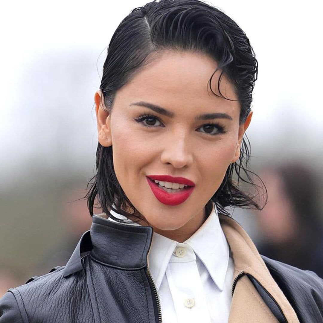 Eiza González steps out in edgy leather look and short hair in Paris Fashion Week
